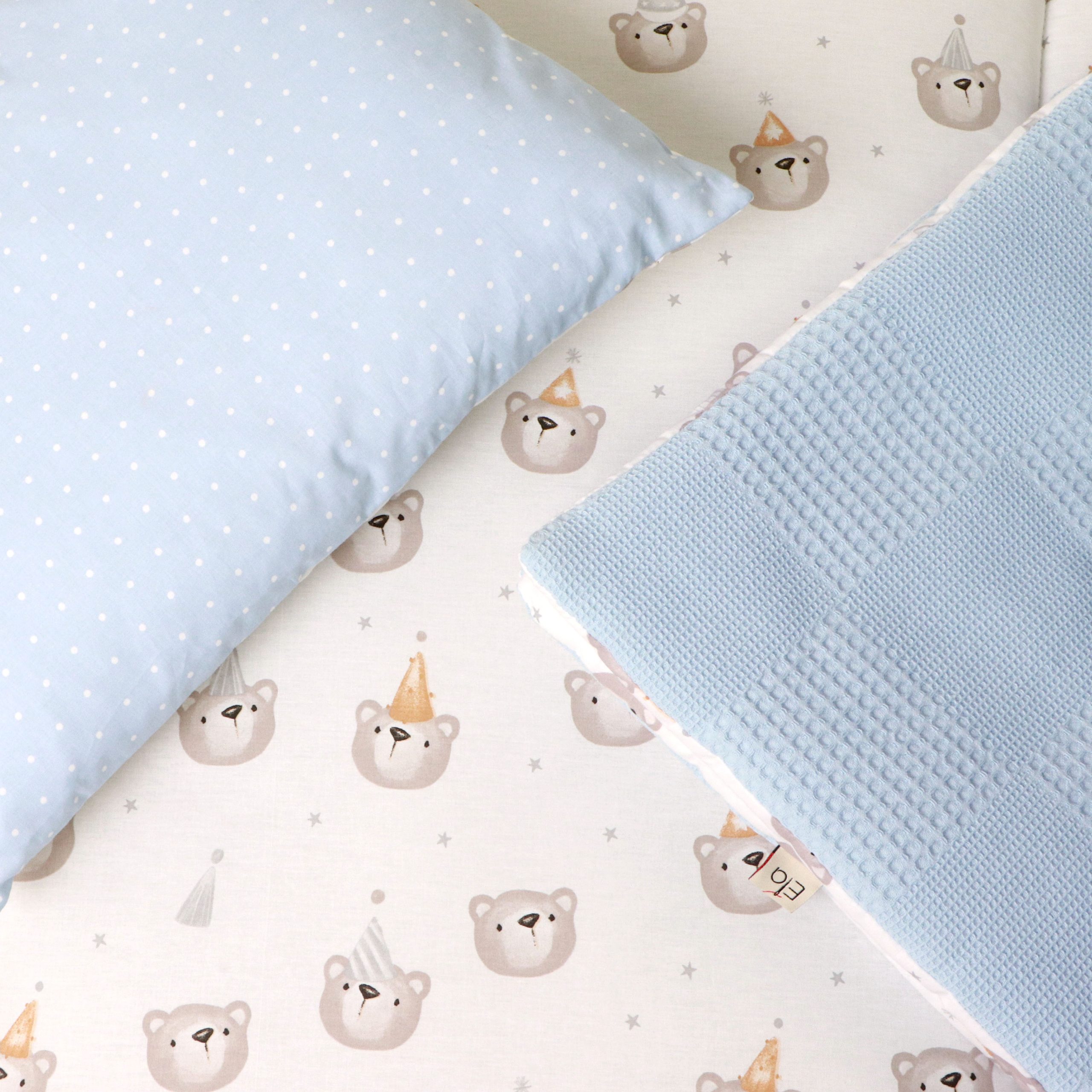 ست خواب سایز دو پیکه خرس تولد آبی - تصویر 3