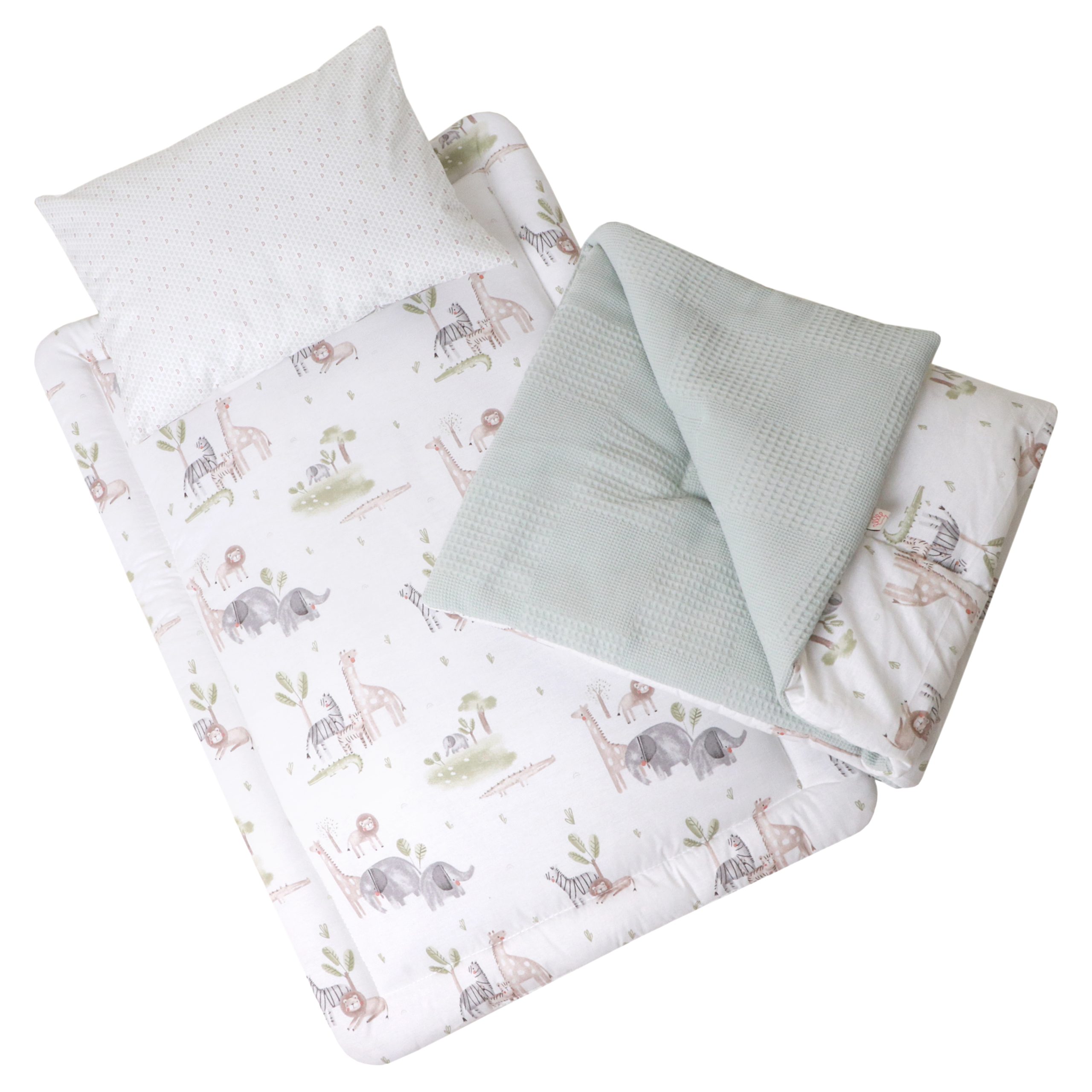 ست خواب سایز دو پیکه سافاری طوسی سبزآبی روشن